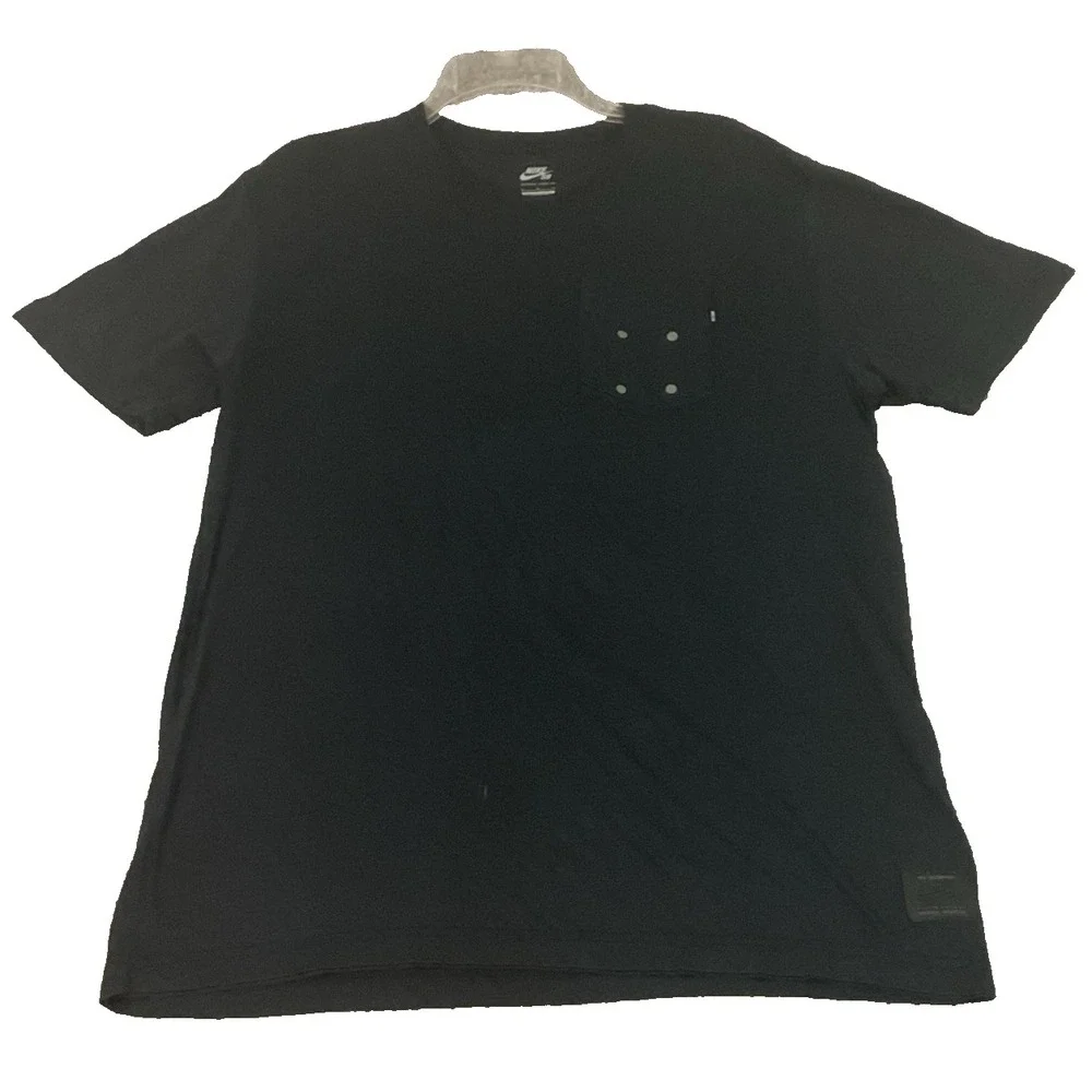 Nike SB Shirt Black Pocket Tee 4 Dot Graphic Skate Board Back Swoosh Sz L‎